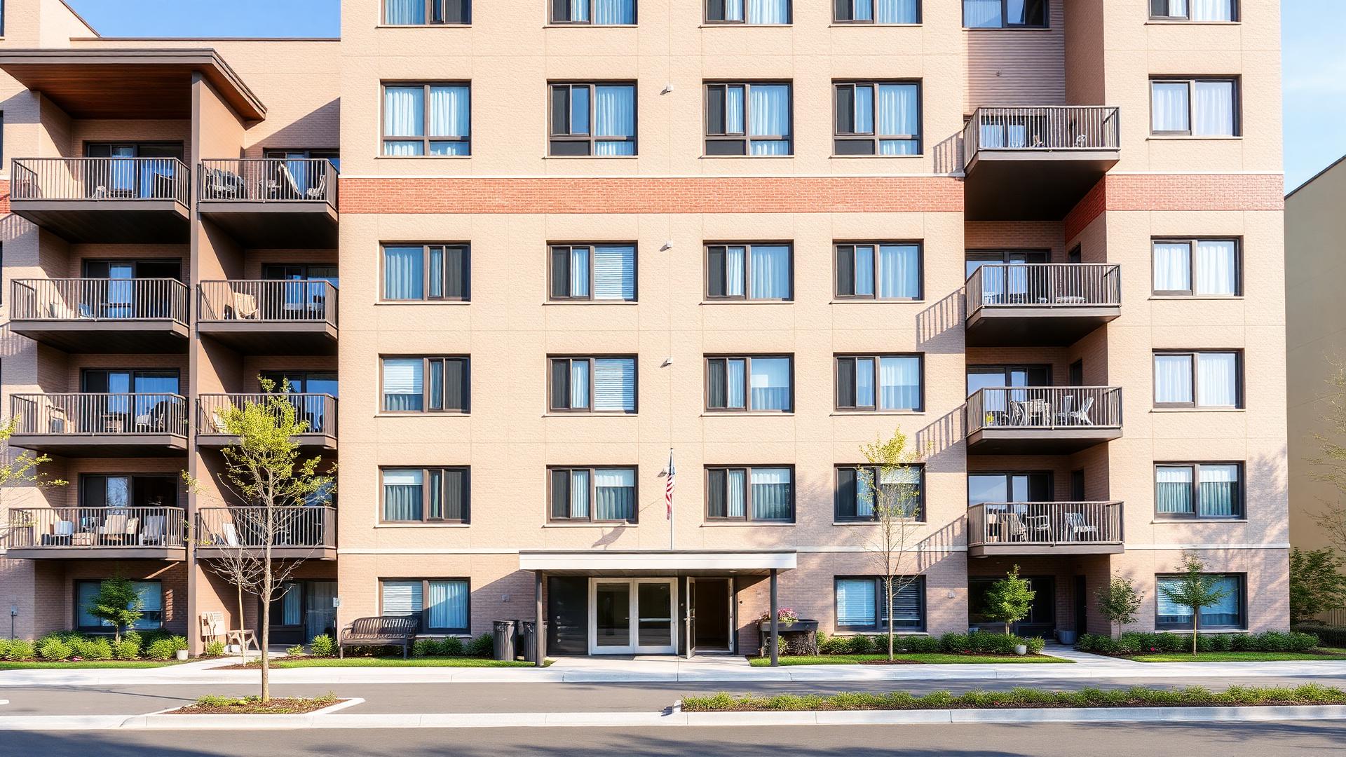Large apartment complex building exterior