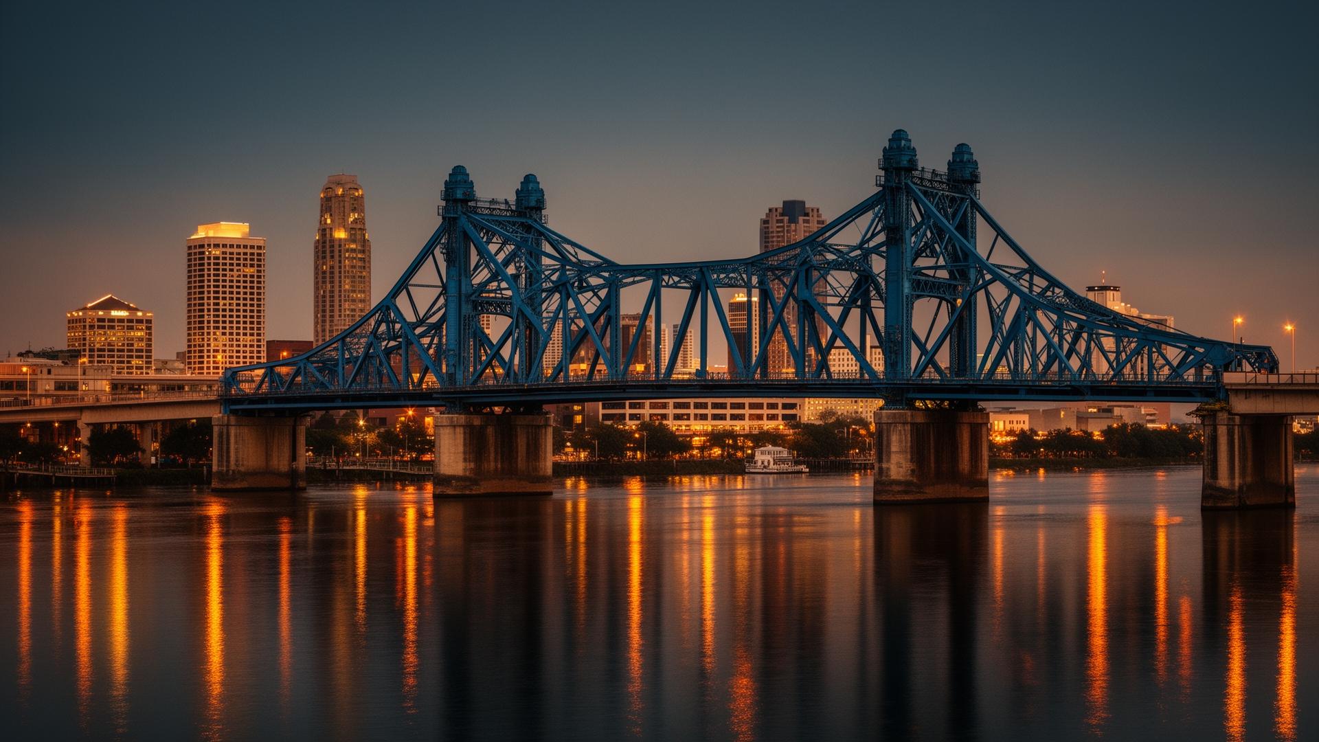 Jacksonville Main Street Bridge over the St. Johns River at dusk